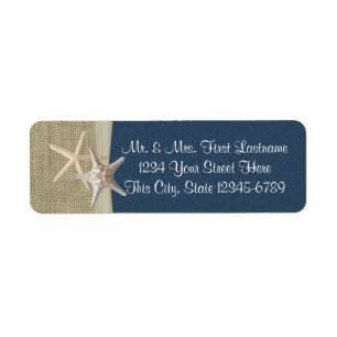 Starfish Beach and Burlap Navy Label
