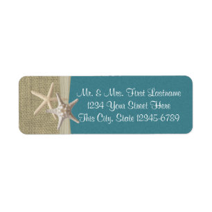 Starfish Beach and Burlap Teal Label