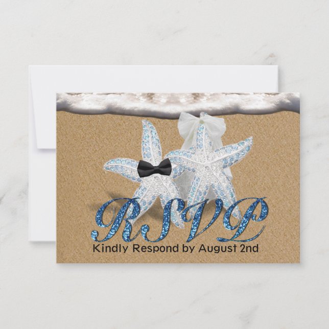 Starfish Beach Aqua RSVP Card (Front)