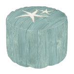 Starfish Beach Aqua Wood Pouf Seat at Zazzle