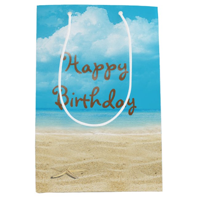 Starfish Beach Birthday Medium Gift Bag (Front)