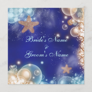 Starfish beach blue coral wedding invitation