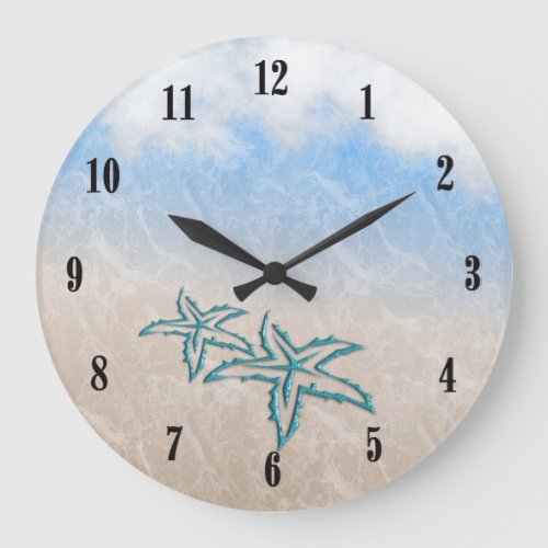 Starfish Beach Blue Large Clock