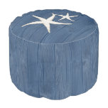 Starfish Beach Blue Wood Pouf Seat at Zazzle