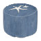 Starfish Beach Blue Wood Pouf Seat