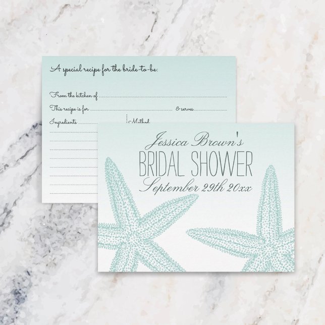 Starfish Beach Bridal Shower Recipe Cards (Creator Uploaded)