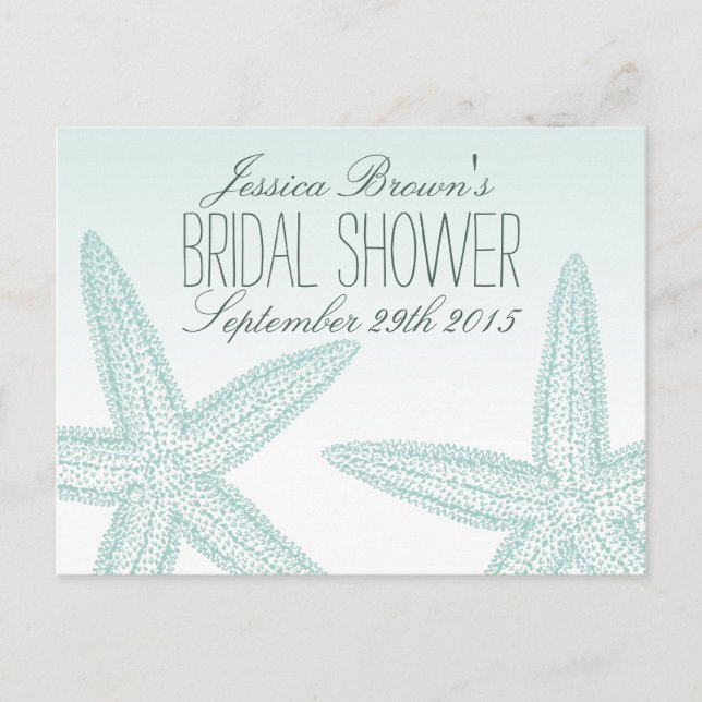 Starfish Beach Bridal Shower Recipe Cards (Front)