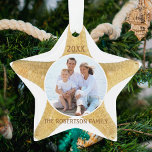 Starfish Beach Christmas Family Photo White Ornament<br><div class="desc">This beach themed star shaped Christmas ornament features a starfish on a simple white background,  with a round photo in the middle,  and the family name and year. 
*If you need assistance with this design or matching products,  please contact me through Zazzle.</div>