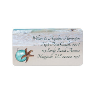 Starfish Beach Christmas Wide Return Address Label