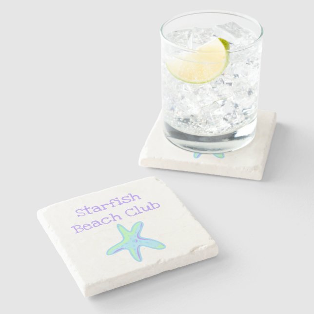 Starfish Beach Club Square Stone Coaster (Side)