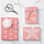 Starfish  Beach Coral Summer Wedding Pattern  Wrapping Paper Sheets<br><div class="desc">Starfish Beach Summer Nautical Pattern design with customizable background colors to match any desired theme</div>
