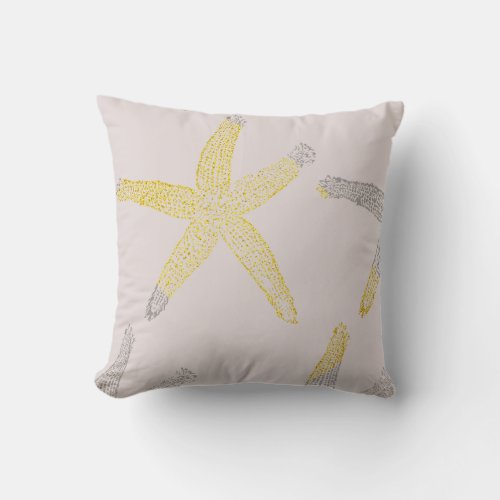 Starfish Beach Glittery Gold Pink Grey Gift Outdoor Pillow