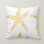 Starfish Beach Golden Yellow Patterns White Cool Throw Pillow<br><div class="desc">Printed with beautiful image of starfish patterns in golden yellow and white background,  perfect for coastal beach themed home decor and beach house decorations. Makes great gift for anyone who loves beach life!</div>