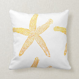 Starfish Beach Golden Yellow Patterns White Cool Throw Pillow
