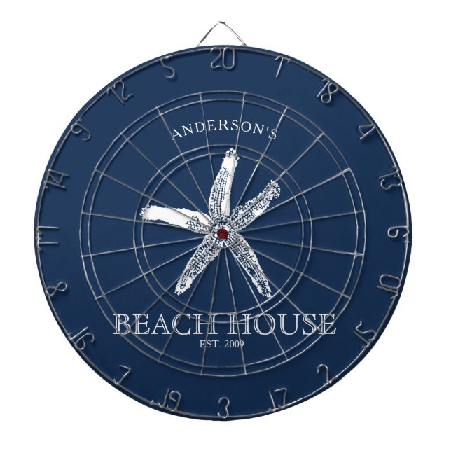 Starfish Beach House Family Name Dart Board (Front)