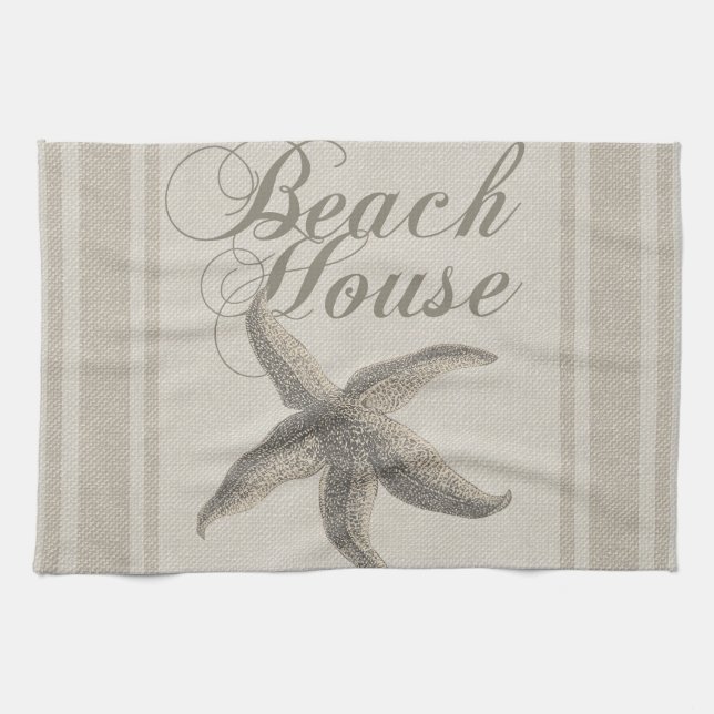Starfish Beach House Seashore Coastal Kitchen Towel (Horizontal)