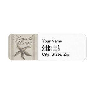 Starfish Beach House Seashore Coastal Label
