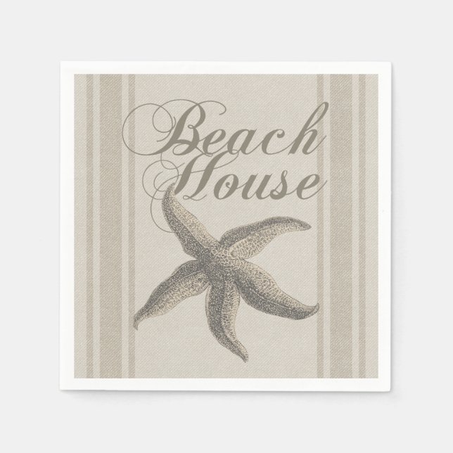 Starfish Beach House Seashore Coastal Napkins (Front)