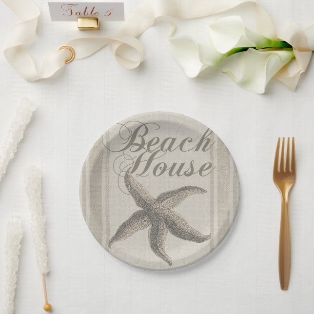 Starfish Beach House Seashore Coastal Paper Plates (Wedding)