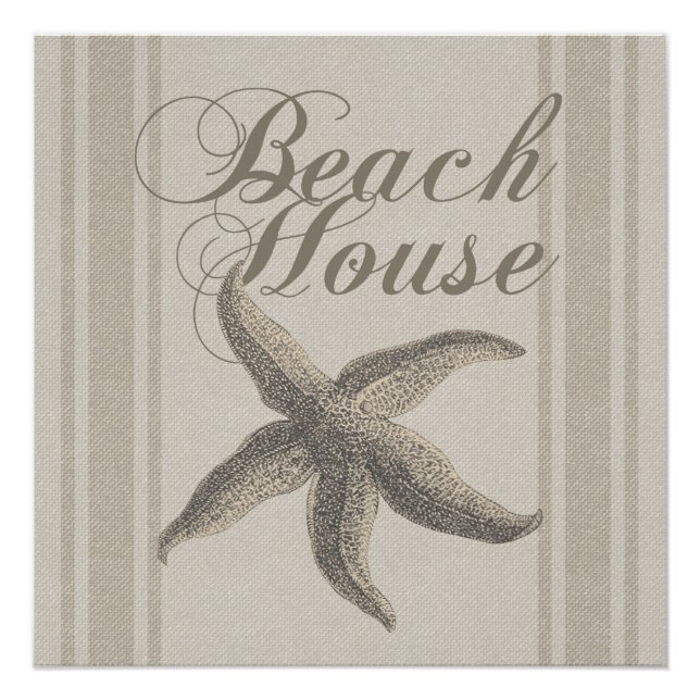 Starfish Beach House Seashore Coastal Poster (Front)
