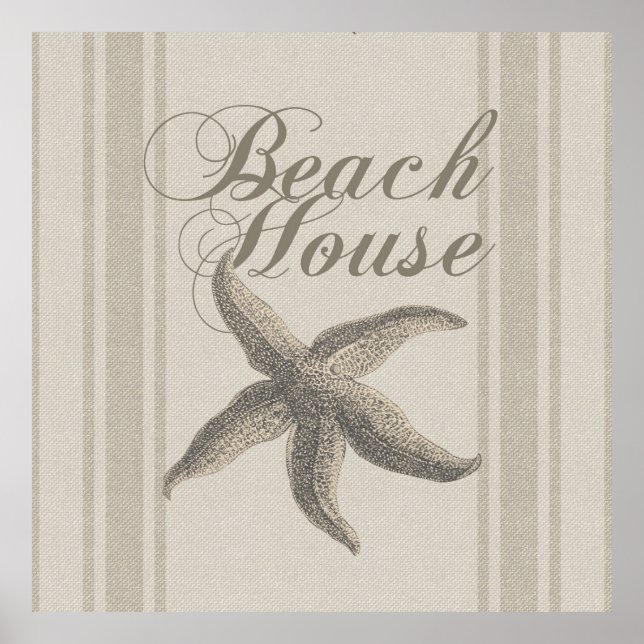 Starfish Beach House Seashore Coastal Poster (Front)