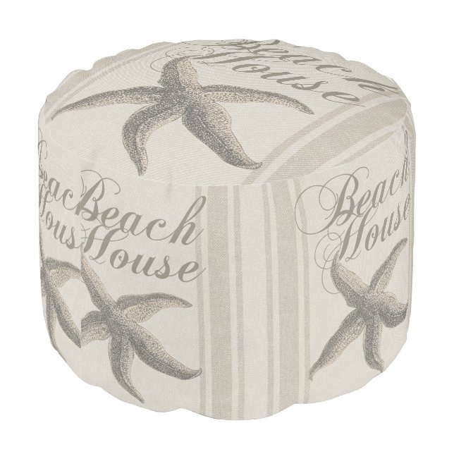 Starfish Beach House Seashore Coastal Pouf (Angled Back)