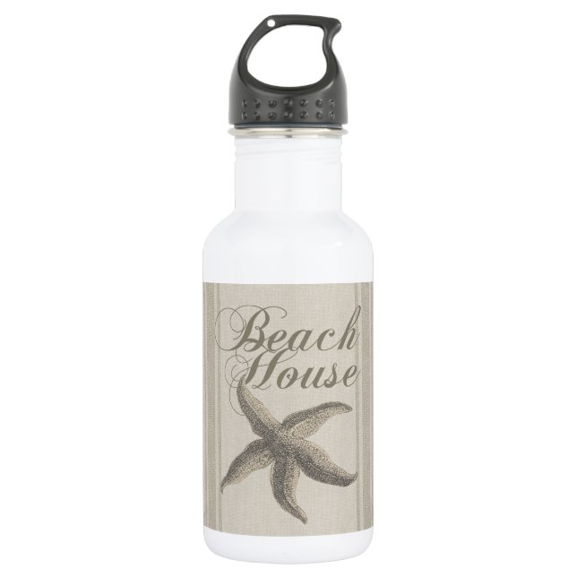 Starfish Beach House Seashore Coastal Water Bottle (Front)