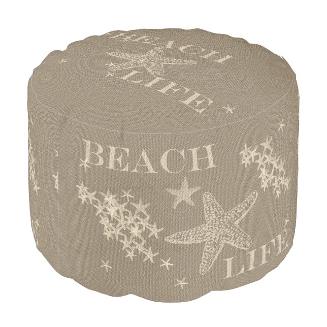 Starfish Beach Life Ottoman Pouf (Angled Back)