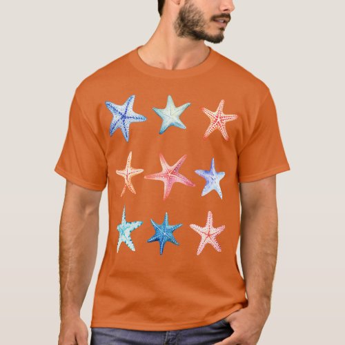 Starfish Beach Lovers Design T_Shirt