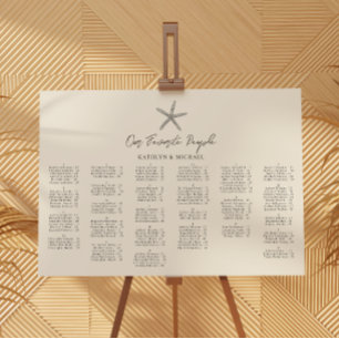 Starfish Beach Ocean Wedding Alphabetical Seating Poster