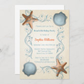 Starfish Beach Party Invitation Card (Front/Back)