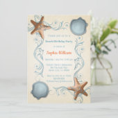 Starfish Beach Party Invitation Card (Standing Front)