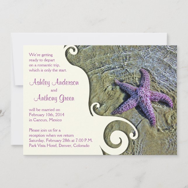 Starfish Beach Post Wedding Reception Only 2 Invitation (Front)