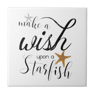 Starfish Beach Quote Make A Wish Ceramic Tile