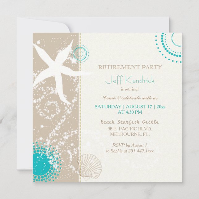 Starfish Beach Retirement Party Invitation (Front)