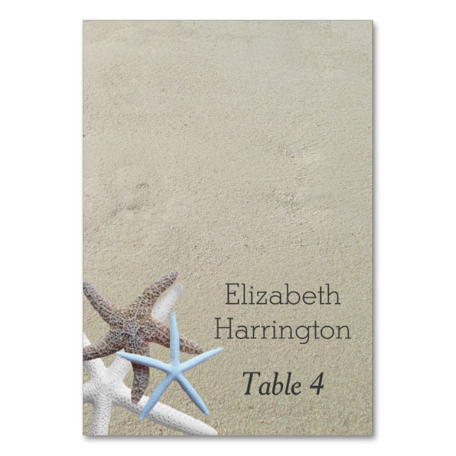 Starfish Beach Sand Name Escort Cards (Front)