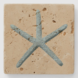 Starfish Beach Sand Rustic Nautical Stone Coaster