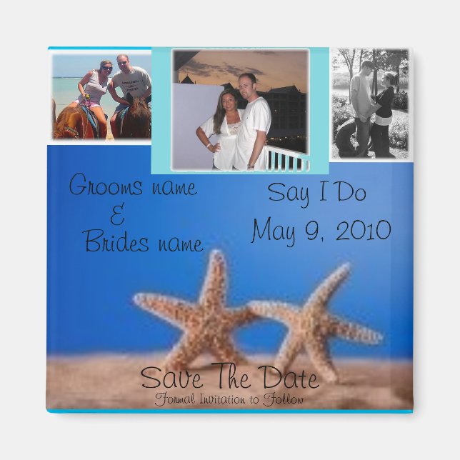 Starfish BEach Save the date 3 photo Magnet (Front)