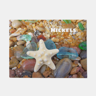 Starfish Beach Sea Glass doormats Add Your Name
