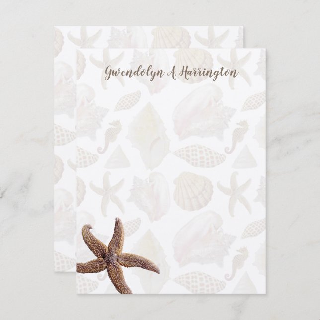 Starfish Beach Shells Blank Personalized Notes Invitation (Front/Back)