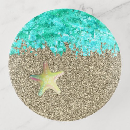 Starfish beach shoreline ocean and sand trinket tray