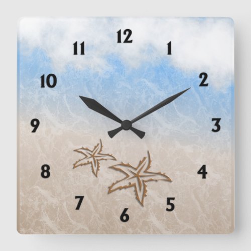 Starfish Beach Square Wall Clock