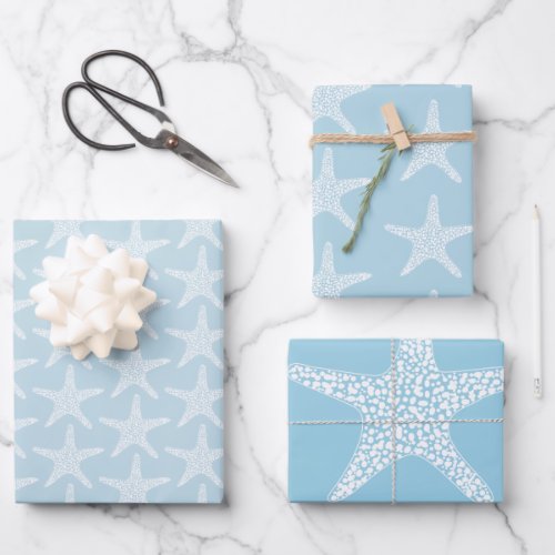  Starfish Beach Summer Nautical Pattern      Wrapping Paper Sheets