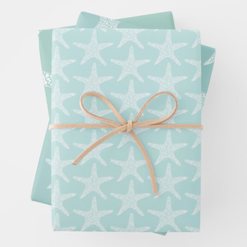  Starfish Beach Summer Nautical Pattern     Wrapping Paper Sheets