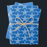 Starfish  Beach Summer Ocean Blue Wedding Wrapping Paper Sheets<br><div class="desc">Starfish Beach Summer Nautical Pattern design with customizable background colors to match any desired theme</div>
