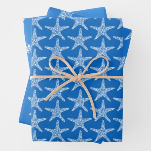  Starfish  Beach Summer Ocean Blue Wedding Wrapping Paper Sheets