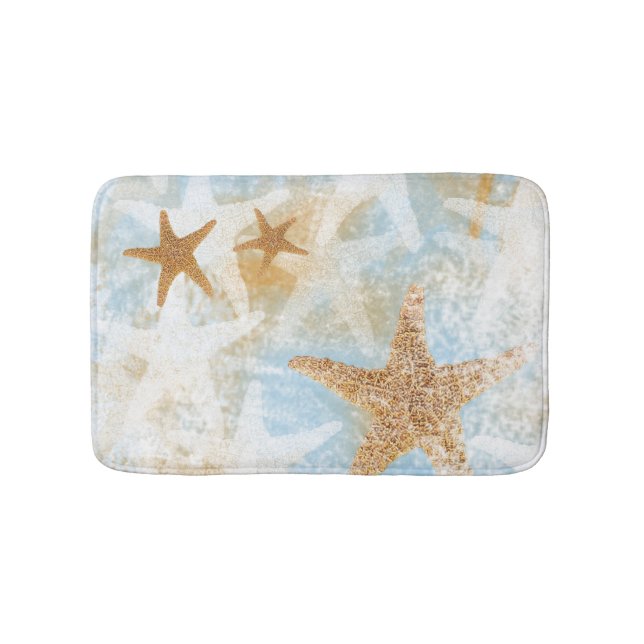Starfish Beach Theme Coastal Bathroom Mat (Front)