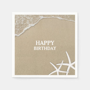 Starfish Beach Theme Happy Birthday Paper Napkins