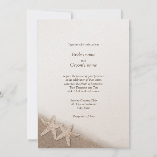 Starfish Beach Theme Wedding Invitations