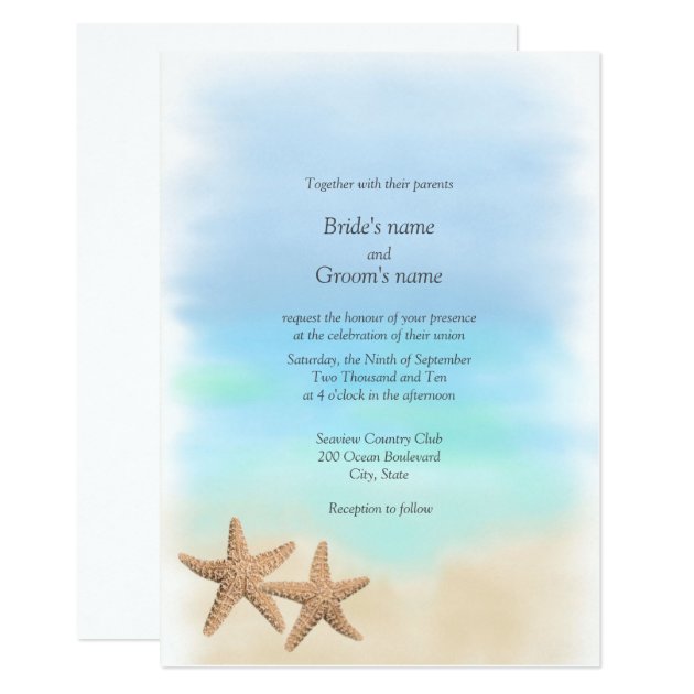 Starfish Beach Theme Wedding Invitations